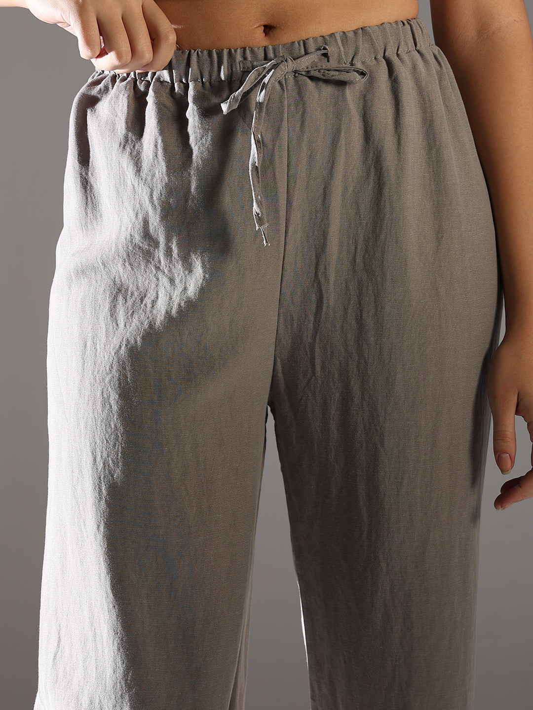 Women's Grey Comfort Straight Fit Trousers