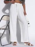 Women's White Solid Loose Fit Parallel Trousers