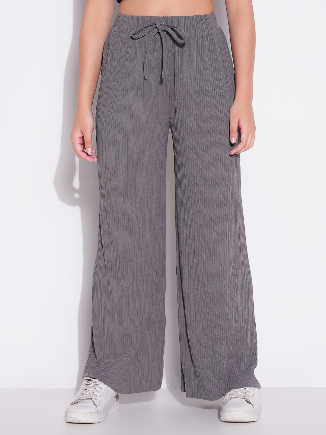 Women's Grey Regular Fit Regular Fit Comfort Trousers