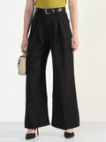 Women's Black Baggy Korean Pants with Belt
