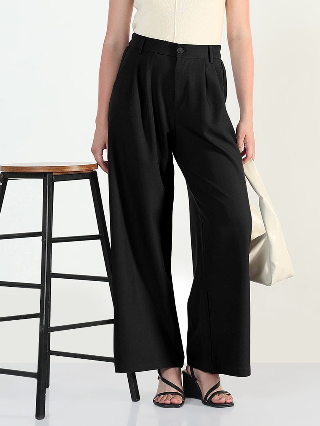 Women's Black Relaxed Fit Trousers