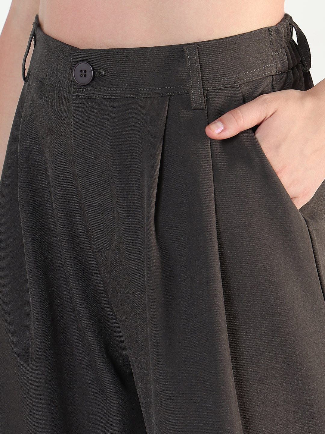 Women's Grey Relaxed Fit Trousers