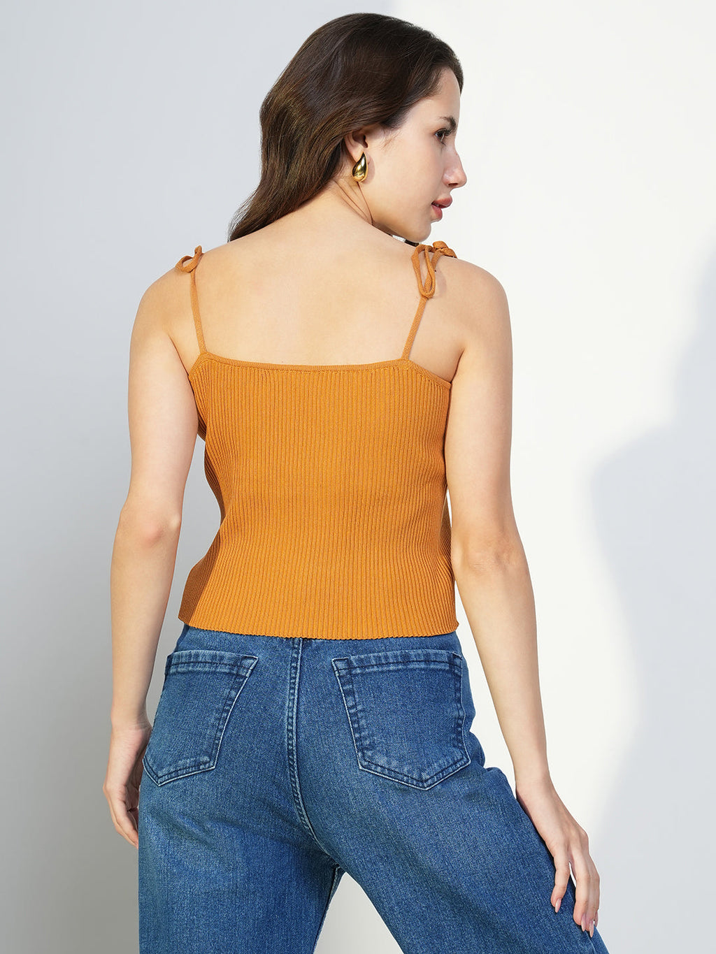 Women's Mustard Shoulder Straps Crop Top