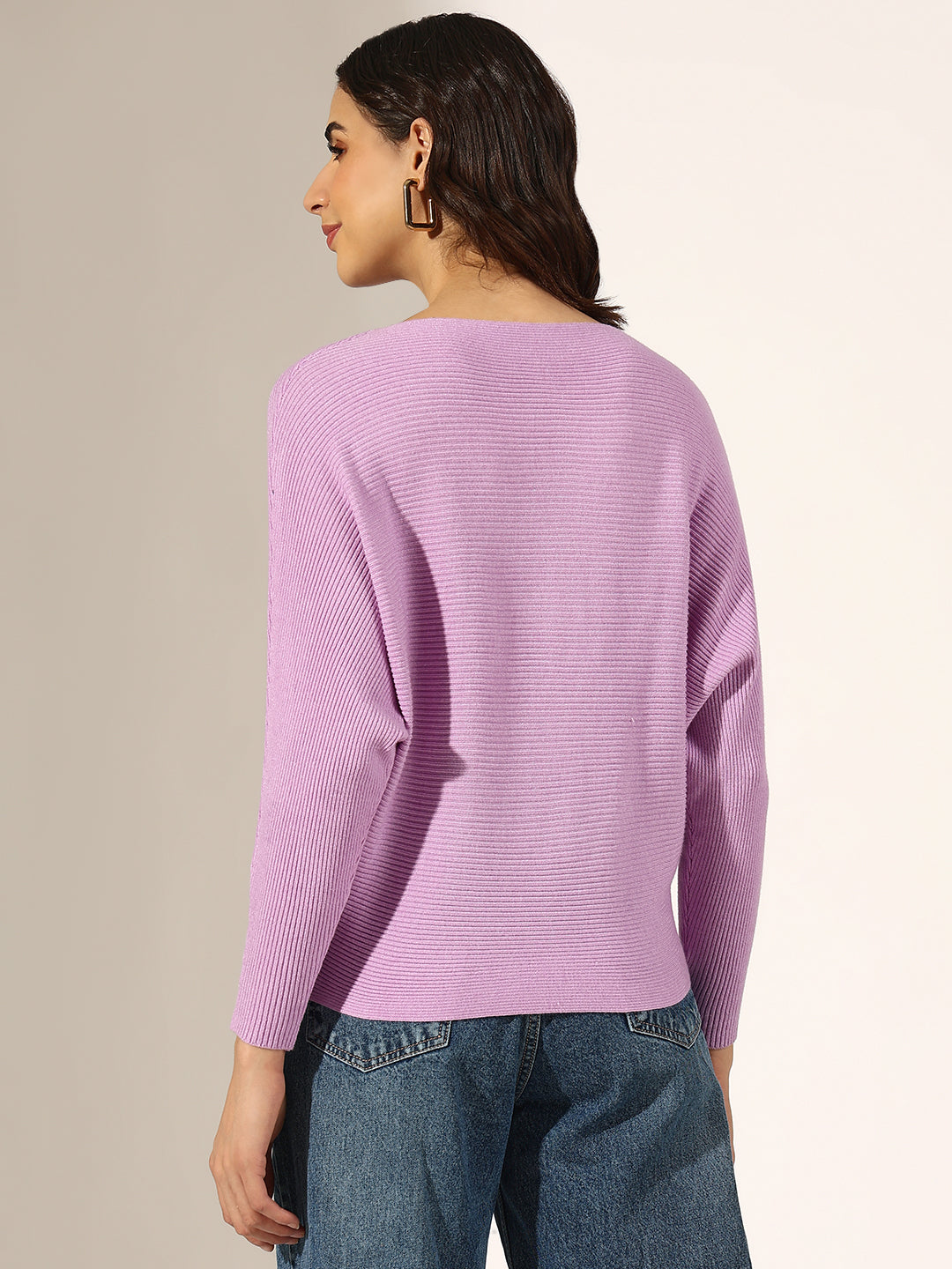 Women's Ribbed Lavender Floral Applique Top