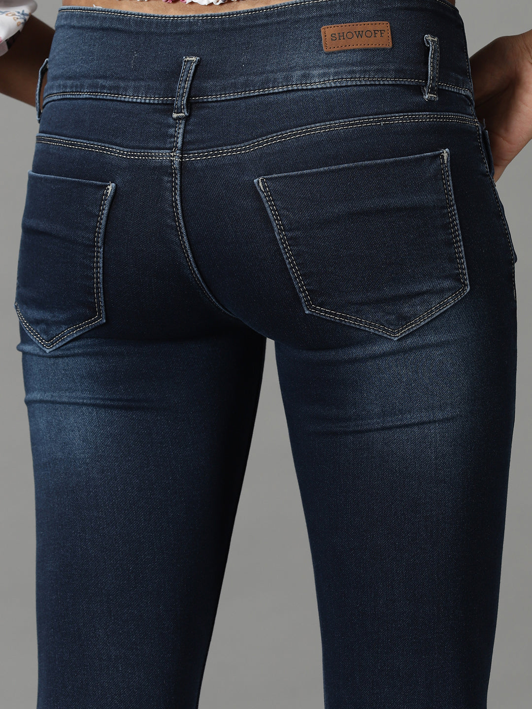 Women's Navy Blue Super Skinny Fit High-Rise Light Fade Stretchable Jeans