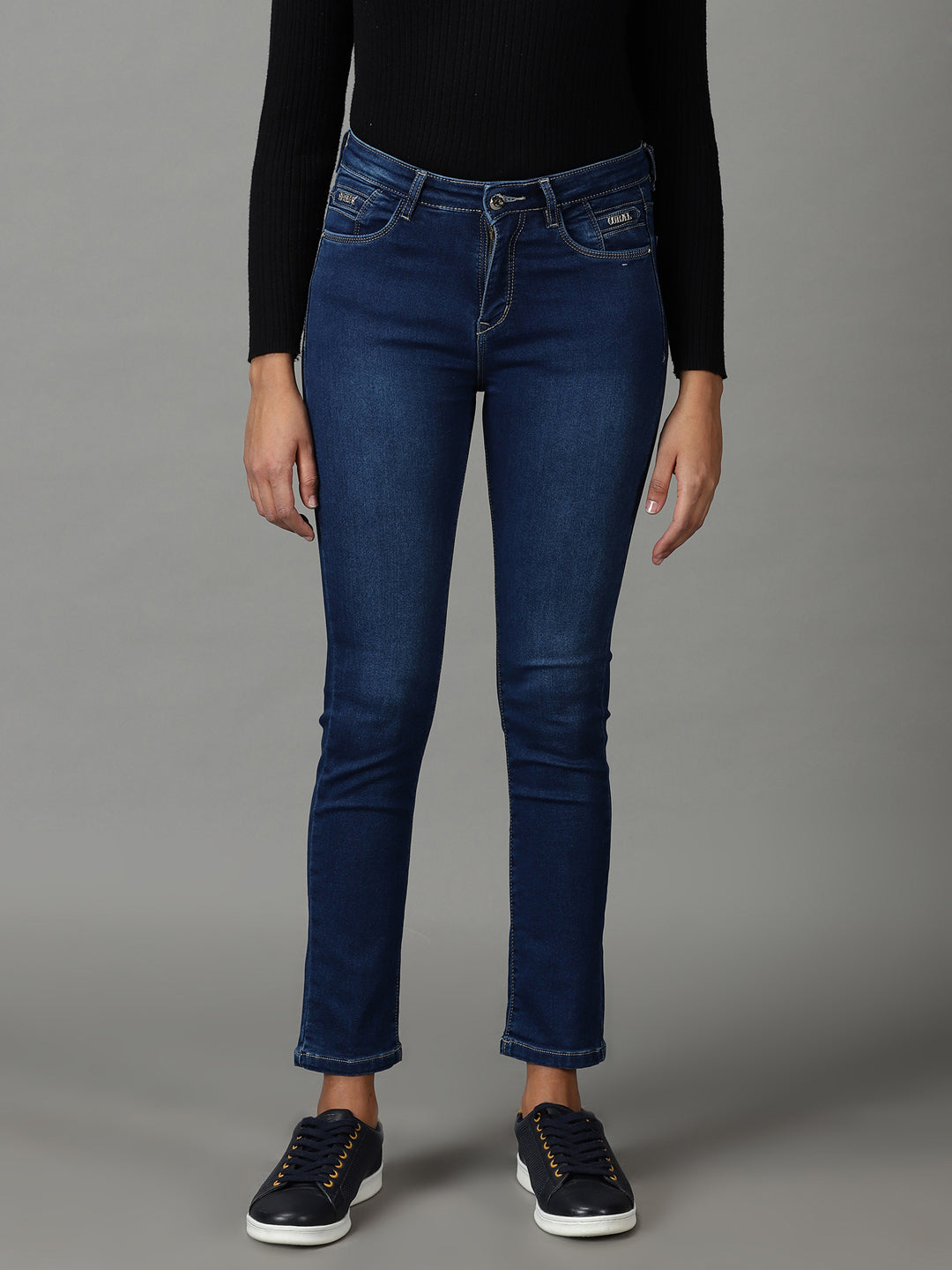 Women's Navy Blue Slim Fit High-Rise Stretchable Jeans