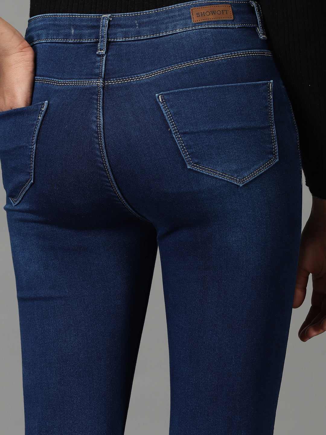 Women's Navy Blue Slim Fit High-Rise Stretchable Jeans