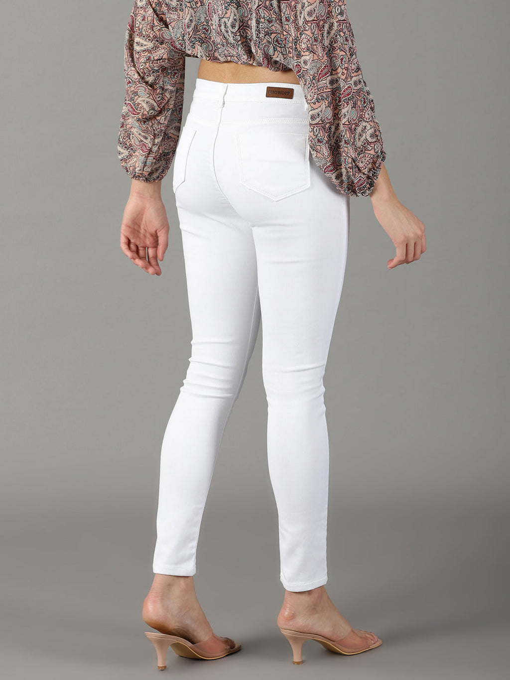 Women's White High-Rise Stretchable Jeans