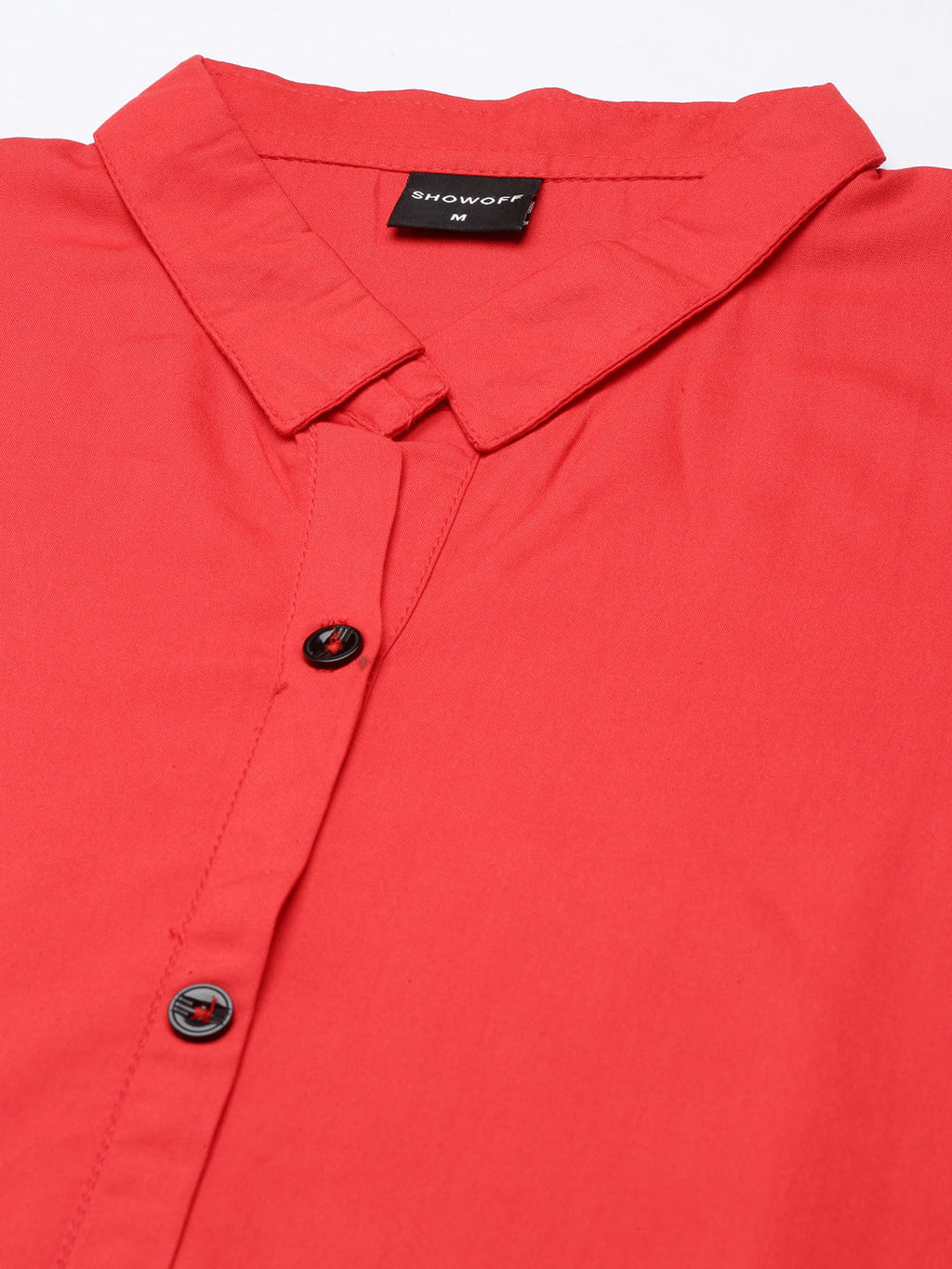 Women's Red Shirt Collar A-Line Dress