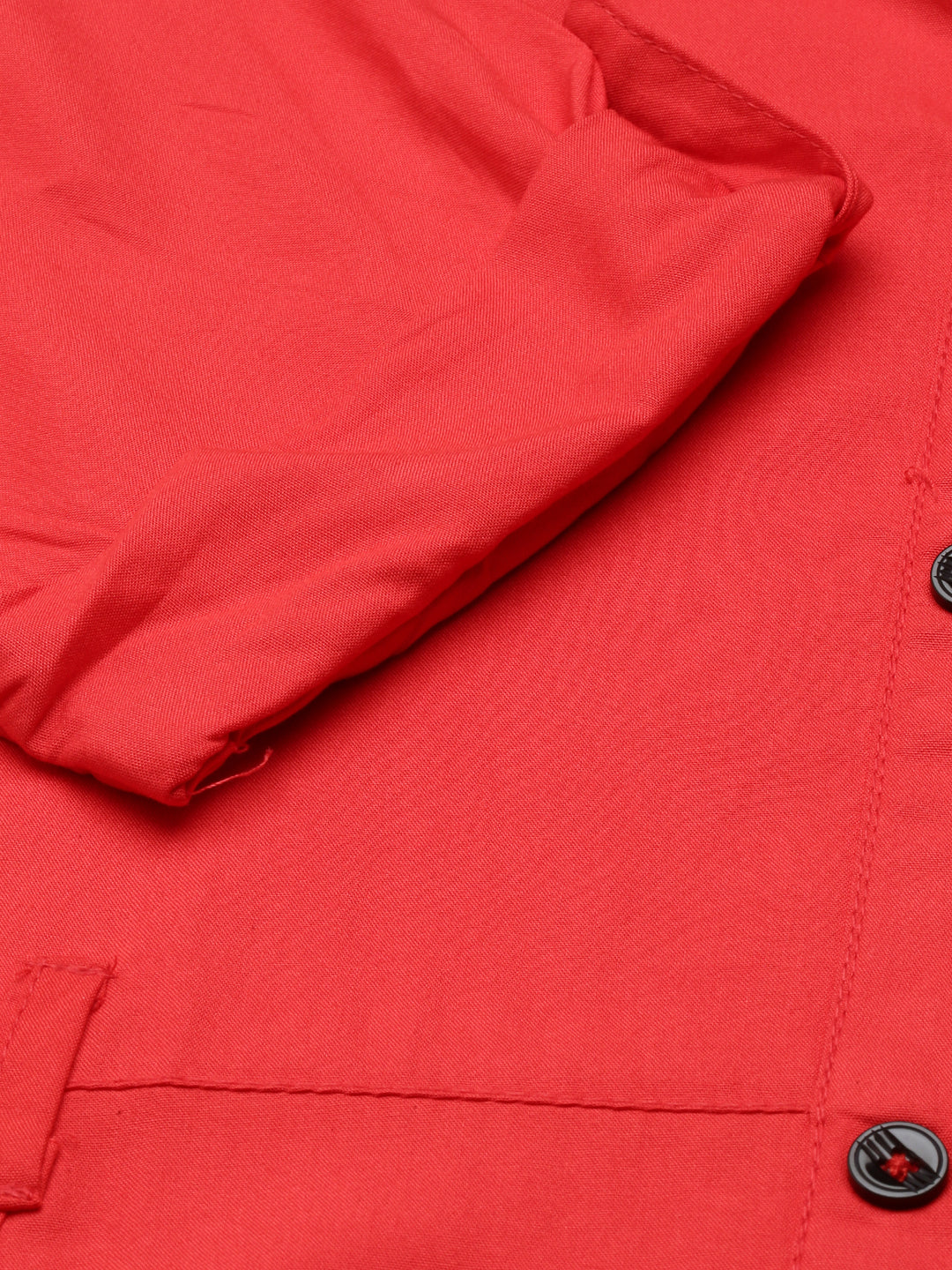 Women's Red Shirt Collar A-Line Dress