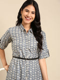 Women's Blue Solid A-Line Kurta