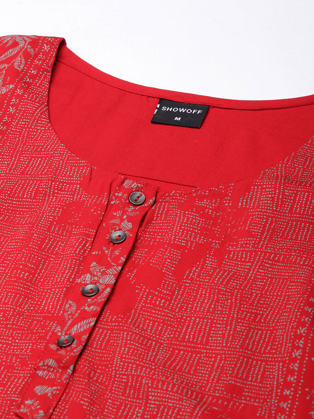 Women's Straight Red Floral Kurta