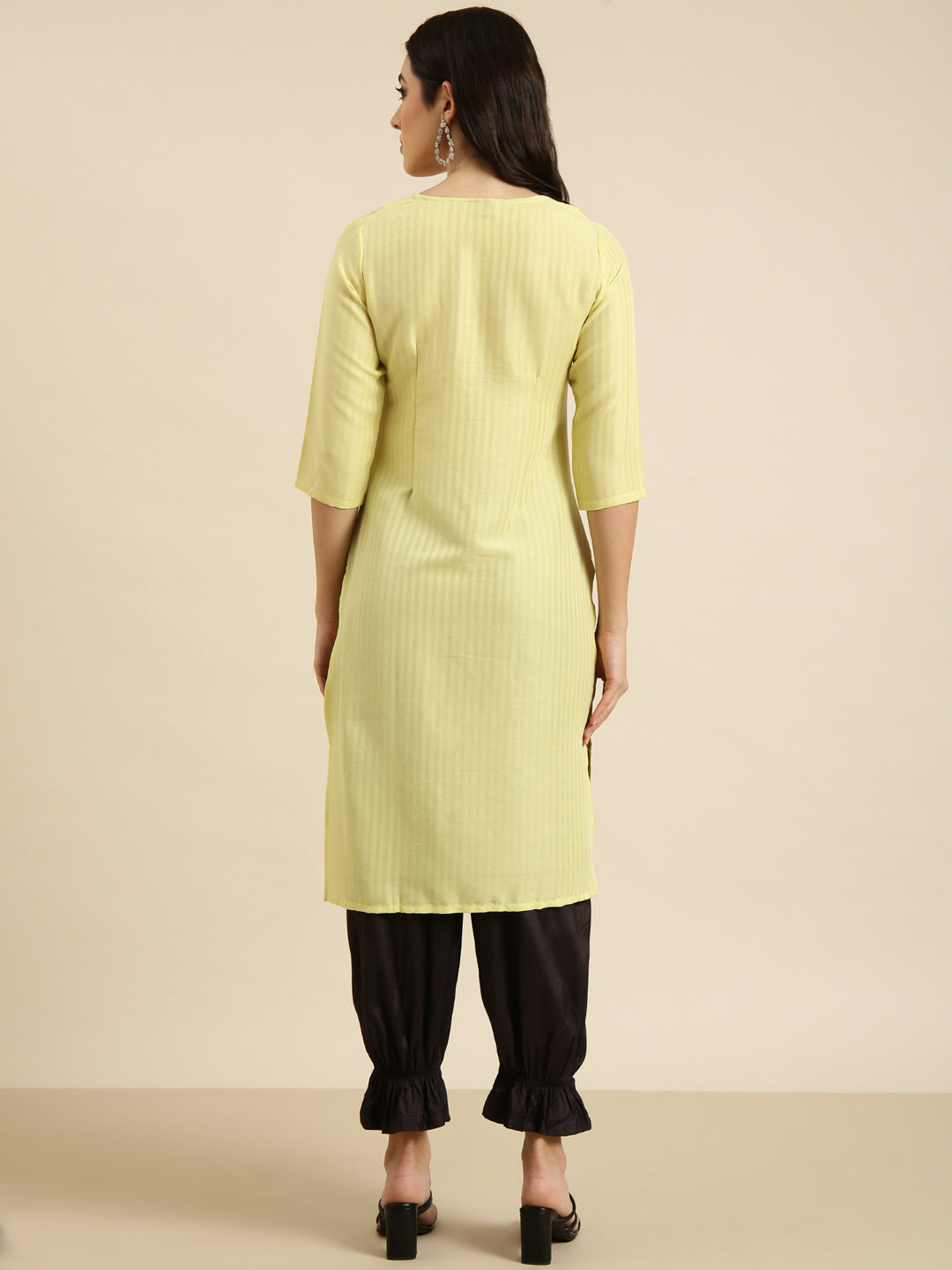 Women's Straight Yellow Solid Kurta