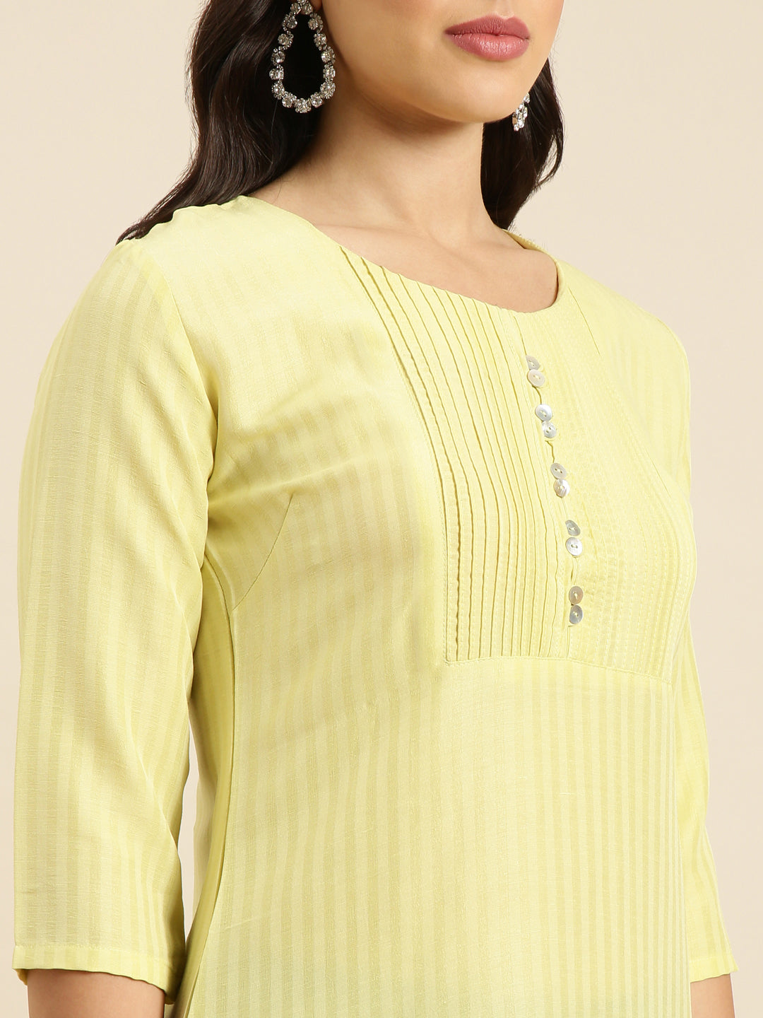 Women's Straight Yellow Solid Kurta