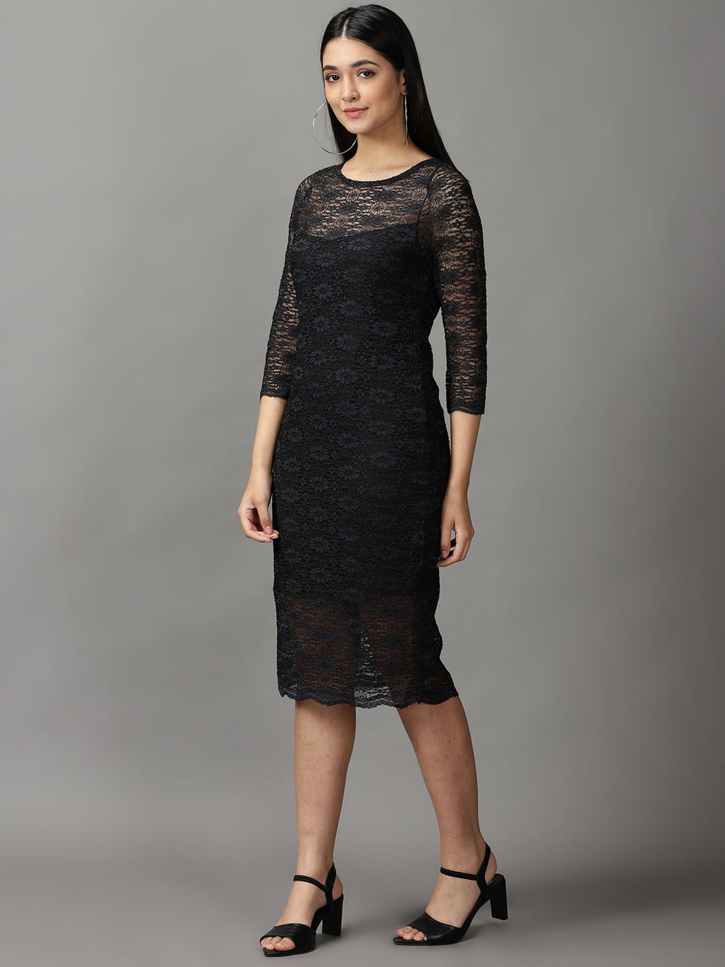 Women's Black Lace Bodycon Dress