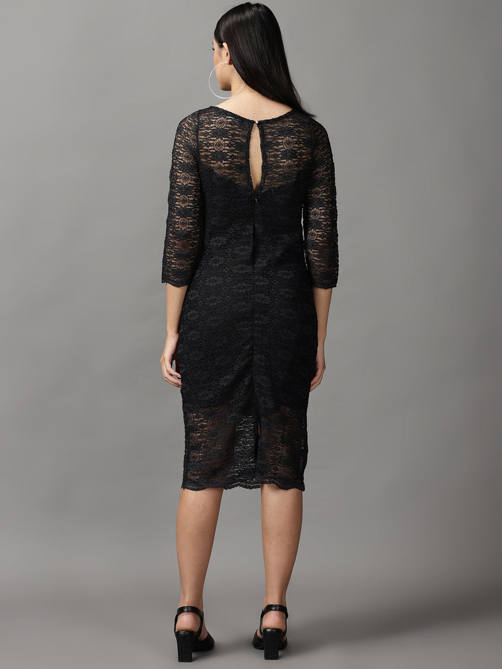 Women's Black Lace Bodycon Dress
