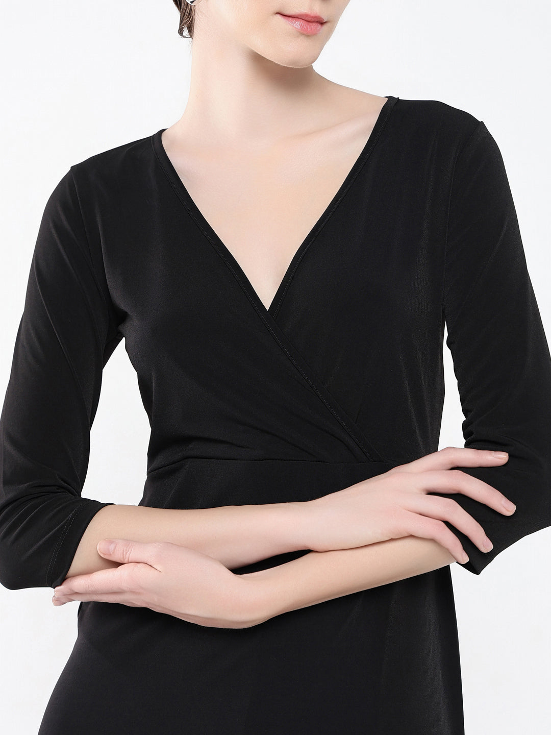 Women's Black Solid Bodycon Dress