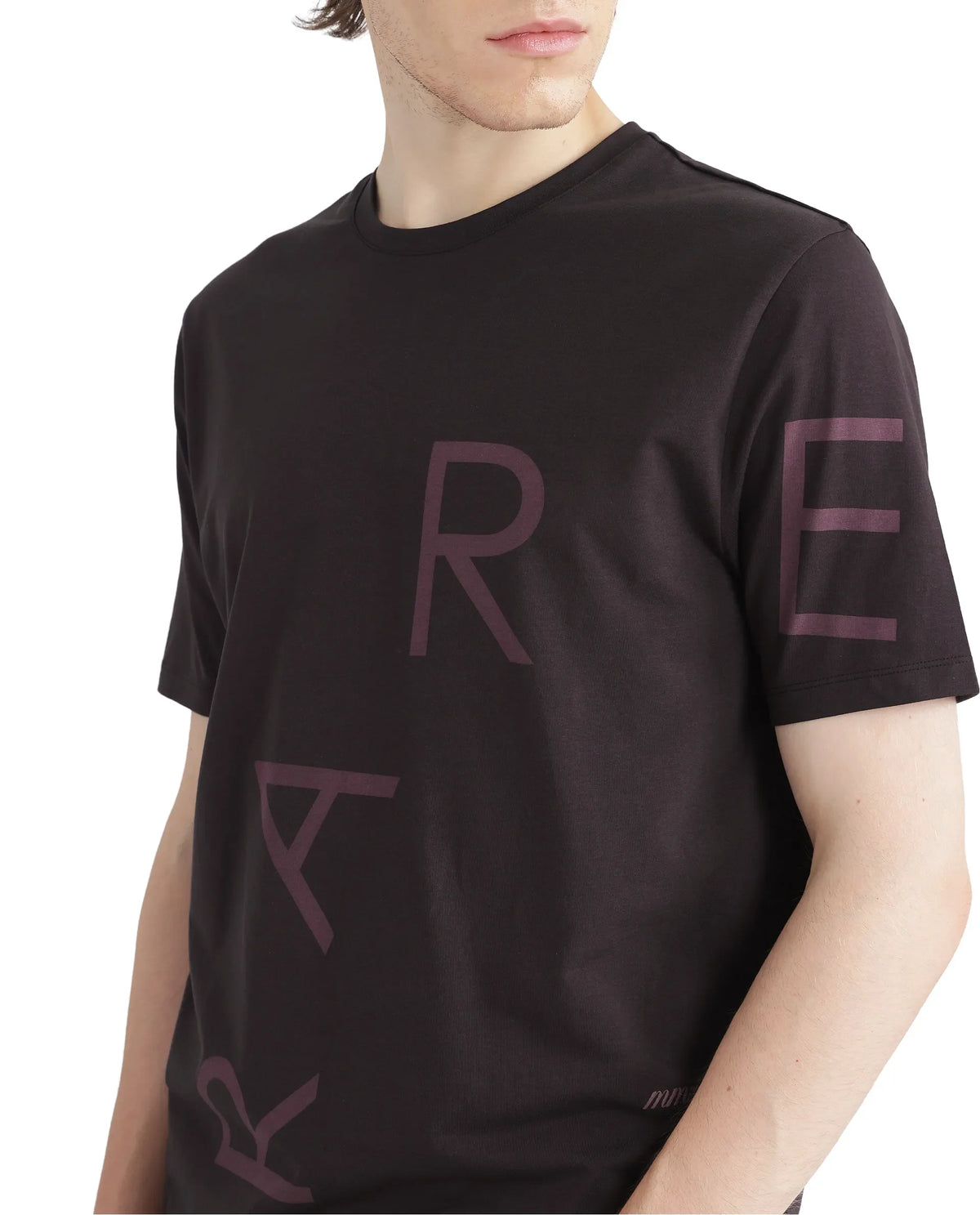 Rare Rabbit Men's Drax Dark Brown Cotton Graphic Print Regular Fit Half Sleeve Crew Neck T-Shirt