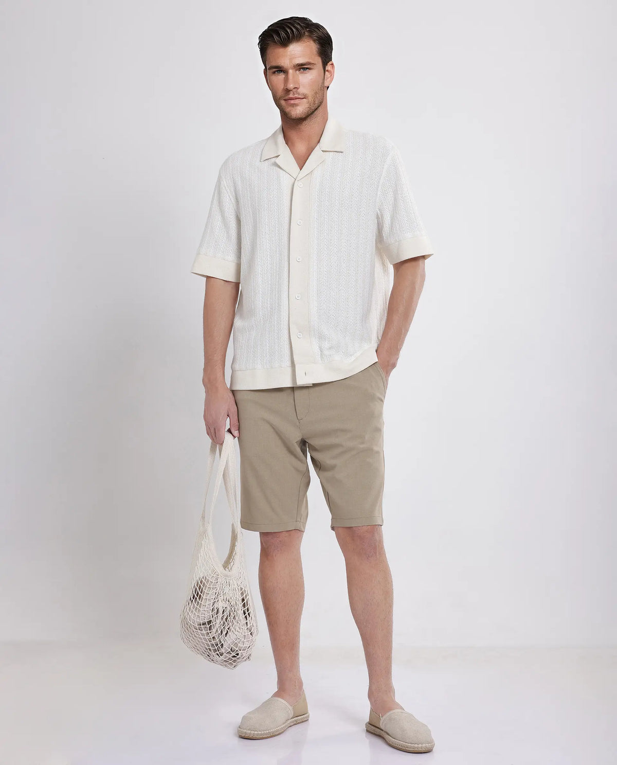 Rare Rabbit Men's Drivo Khaki Cotton Blend Plain Regular Fit Shorts