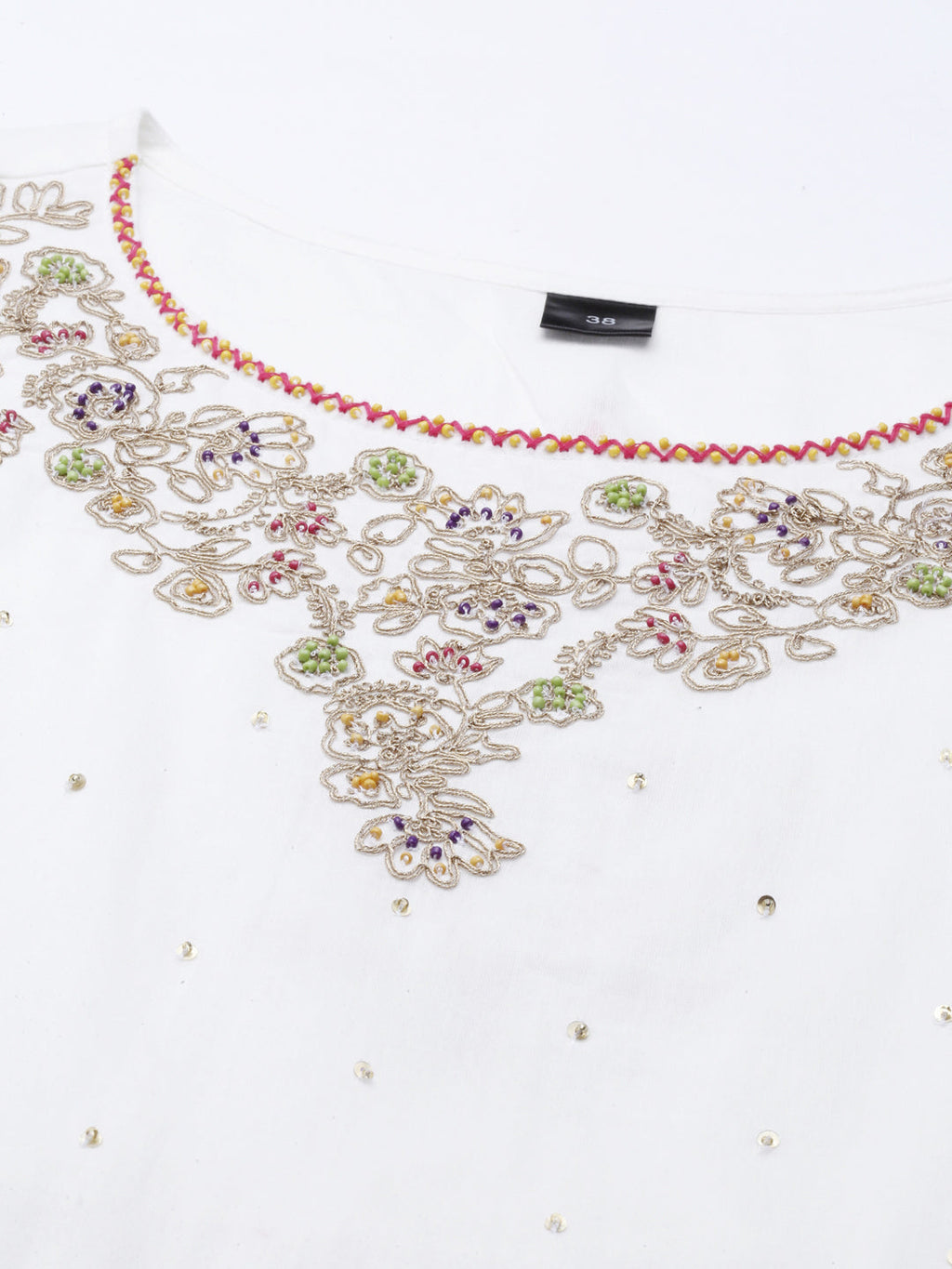 Women's White Ethnic Motifs Printed Anarkali Kurta
