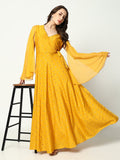 Women's Anarkali Floral Yellow Kurta