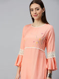 Women's Yoke Design Peach A-Line Kurta