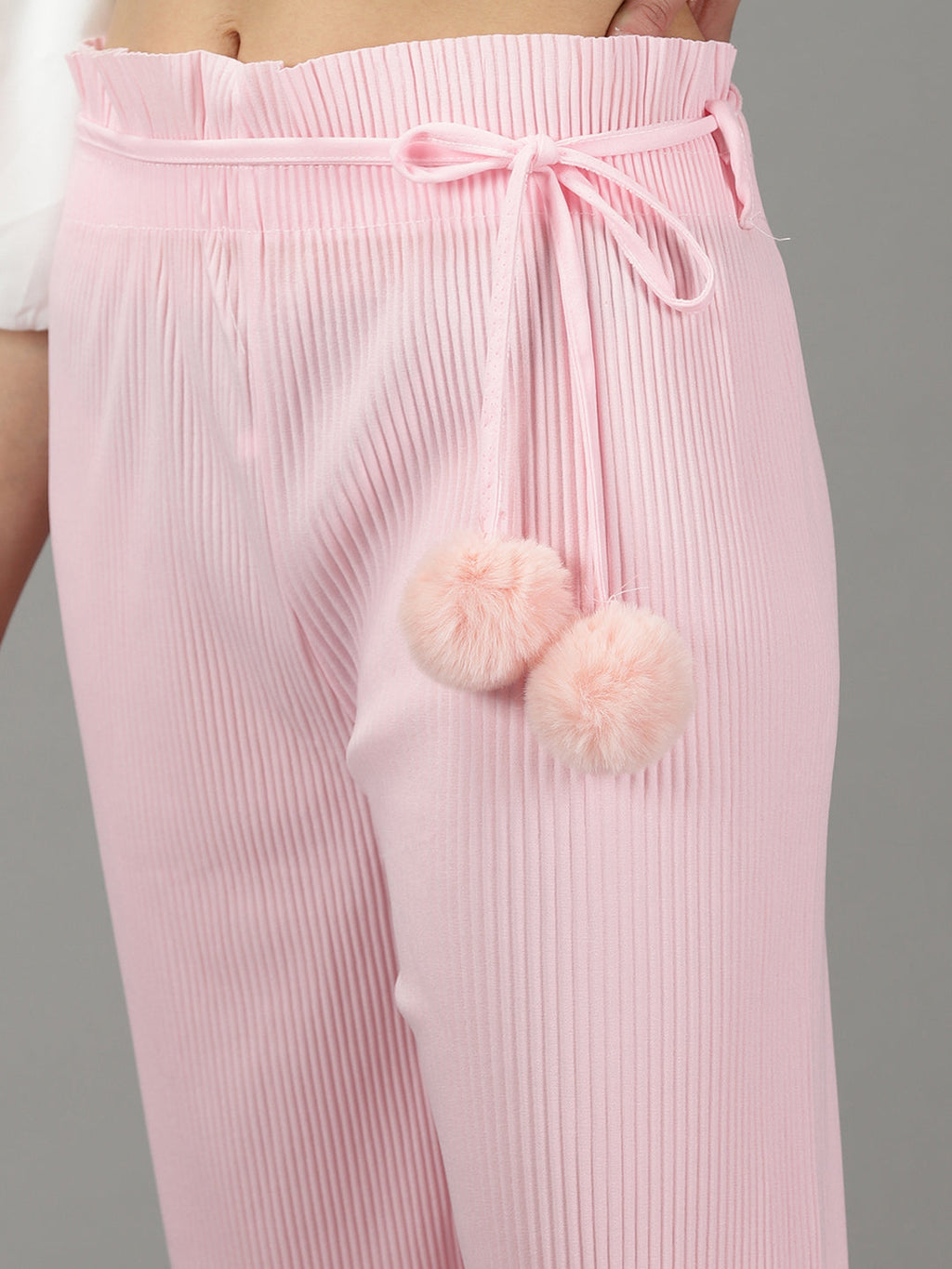 Women's Pink Relaxed Straight Fit Parallel Trouser