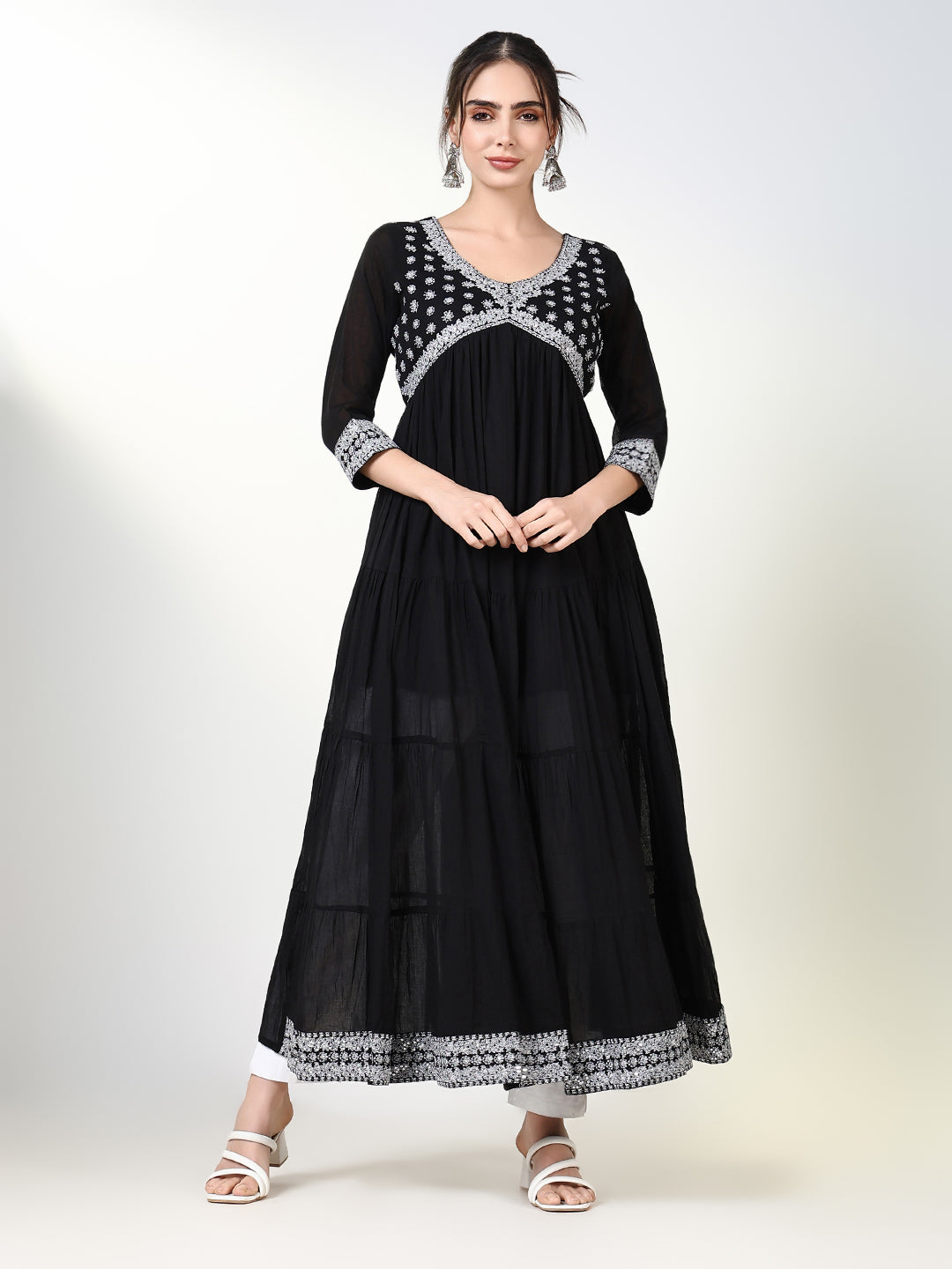Women's Black Solid Anarkali Kurta