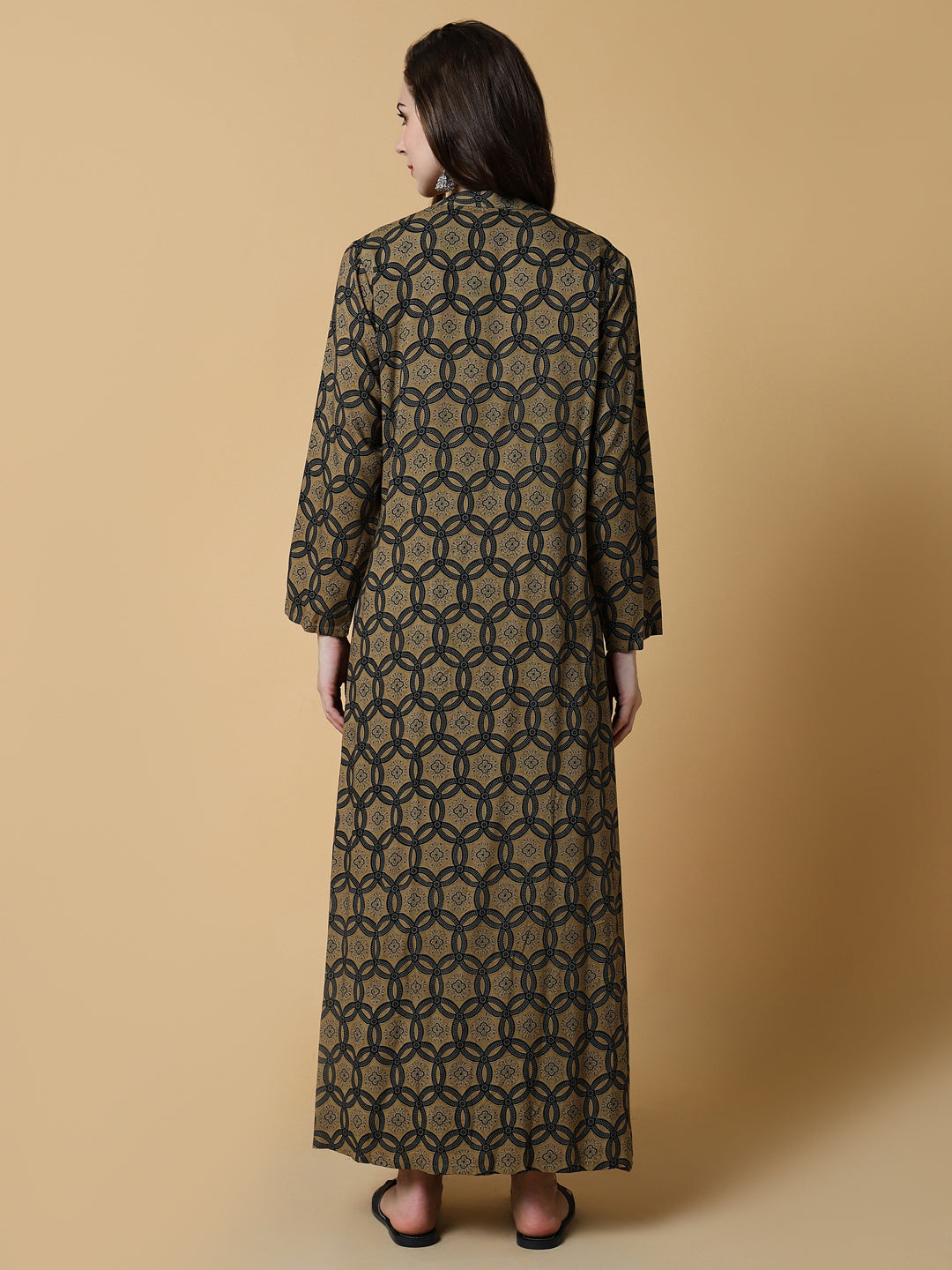 Women's Graphic Black A-Line Kurta with Shrug
