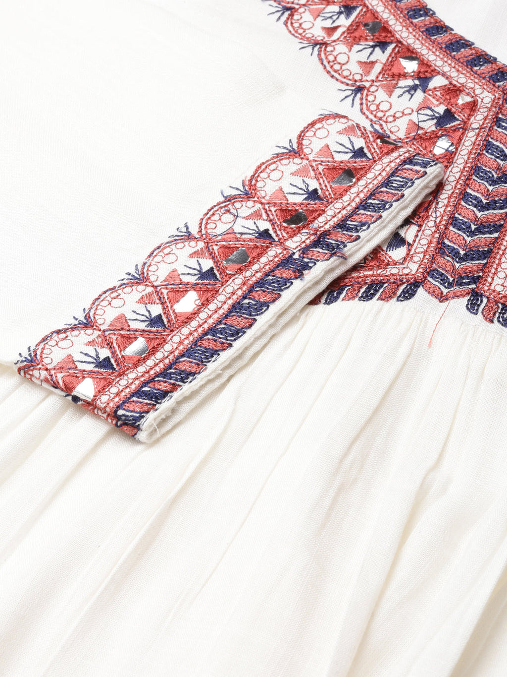 Women's Anarkali Cream Solid Kurta Sets with Dupatta