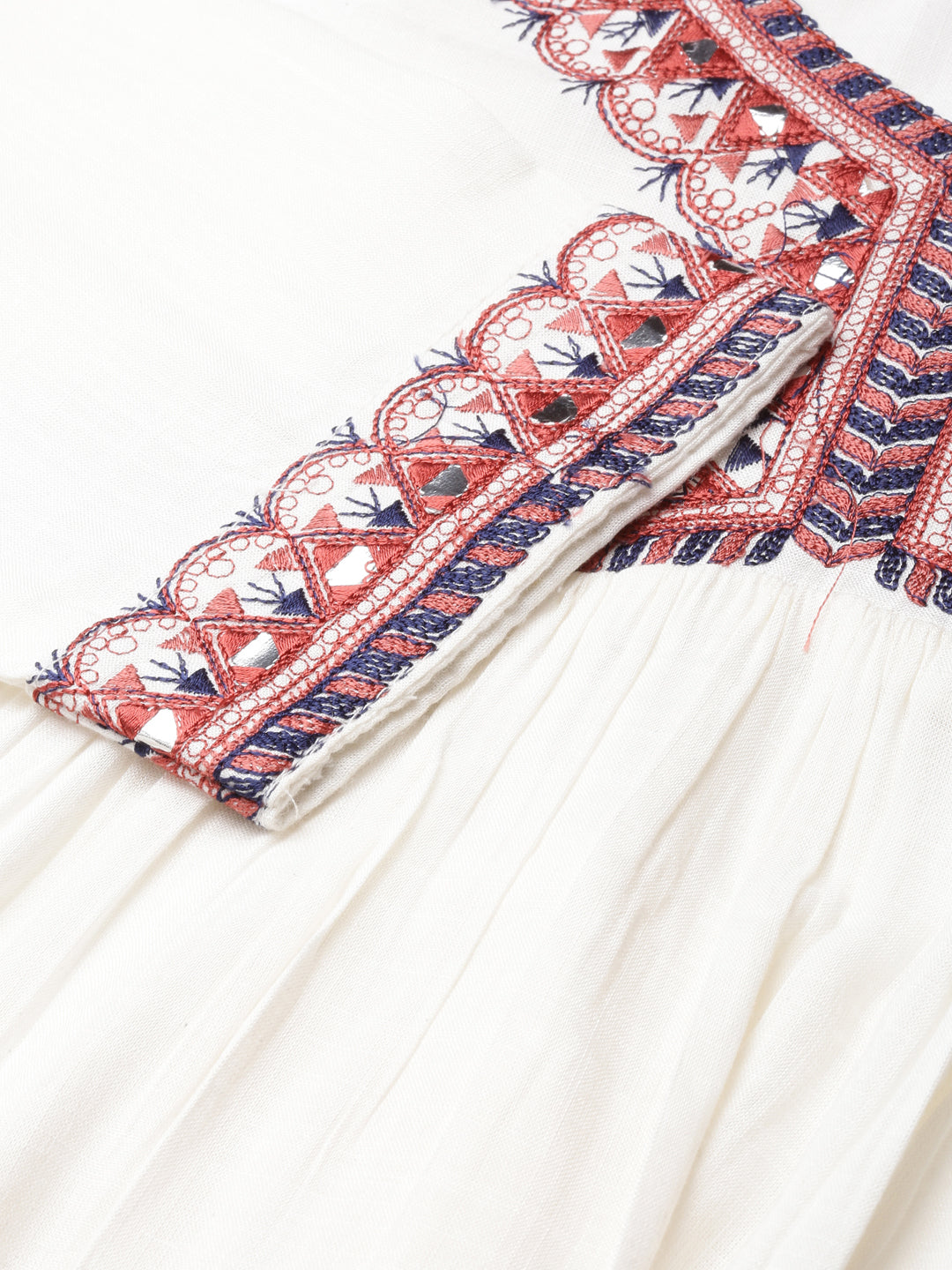 Women's Anarkali Cream Solid Kurta Sets with Dupatta