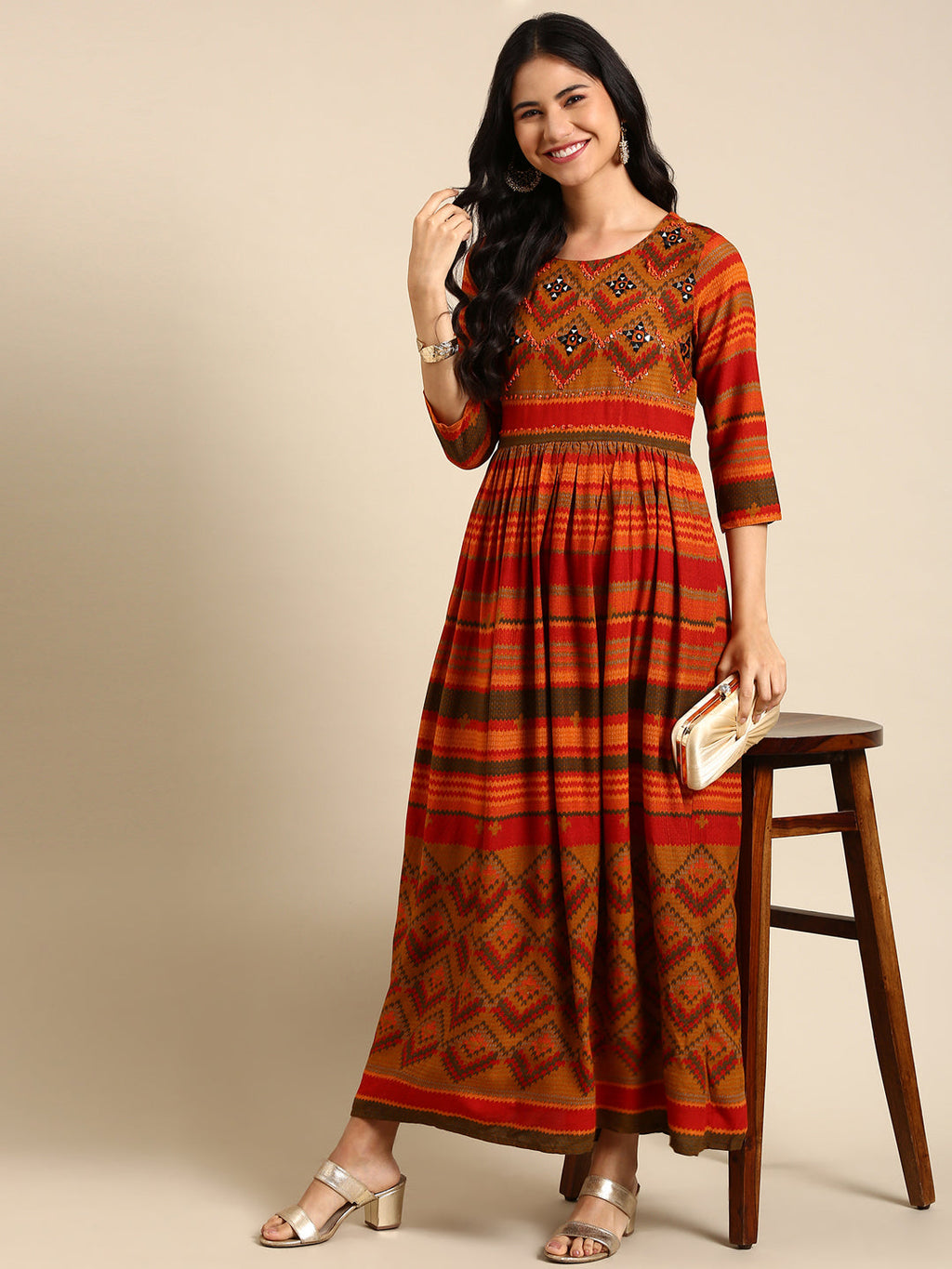 Women's Multi Embellished Anarkali Kurta