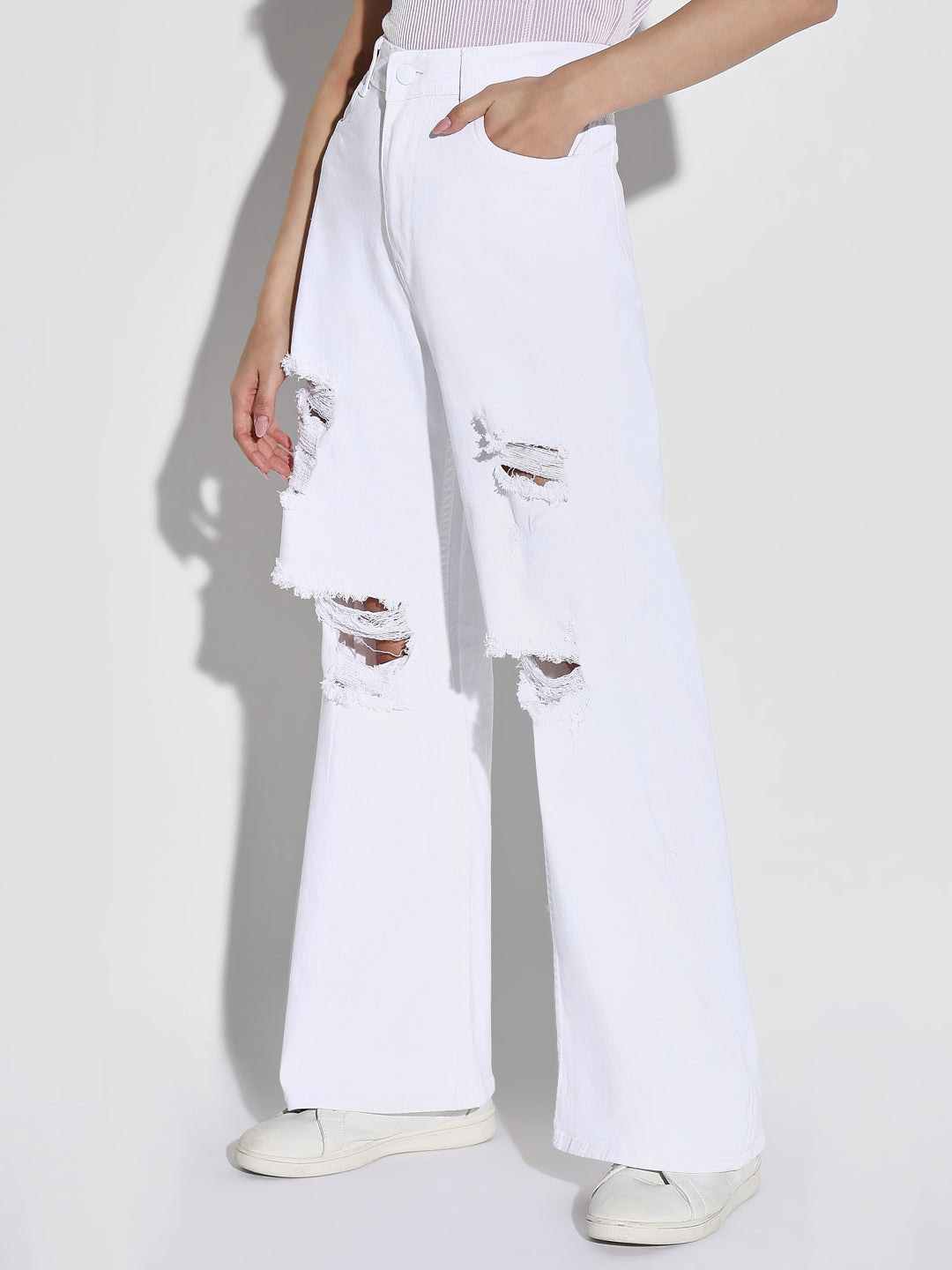 Women's White Wide Leg Jeans