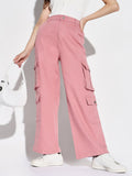 Women's Pink Comfort Mid-Rise Cotton Wide Leg Jeans
