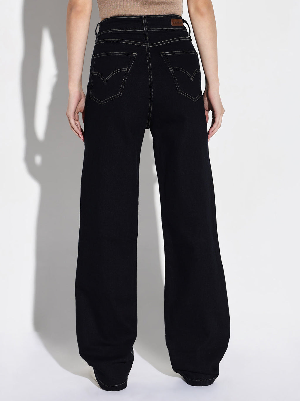 Women's Navy Blue Comfort Wide Leg Stretchable Jeans
