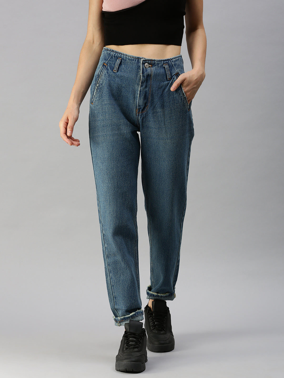 Women's Blue High-Rise Light Fade Jeans