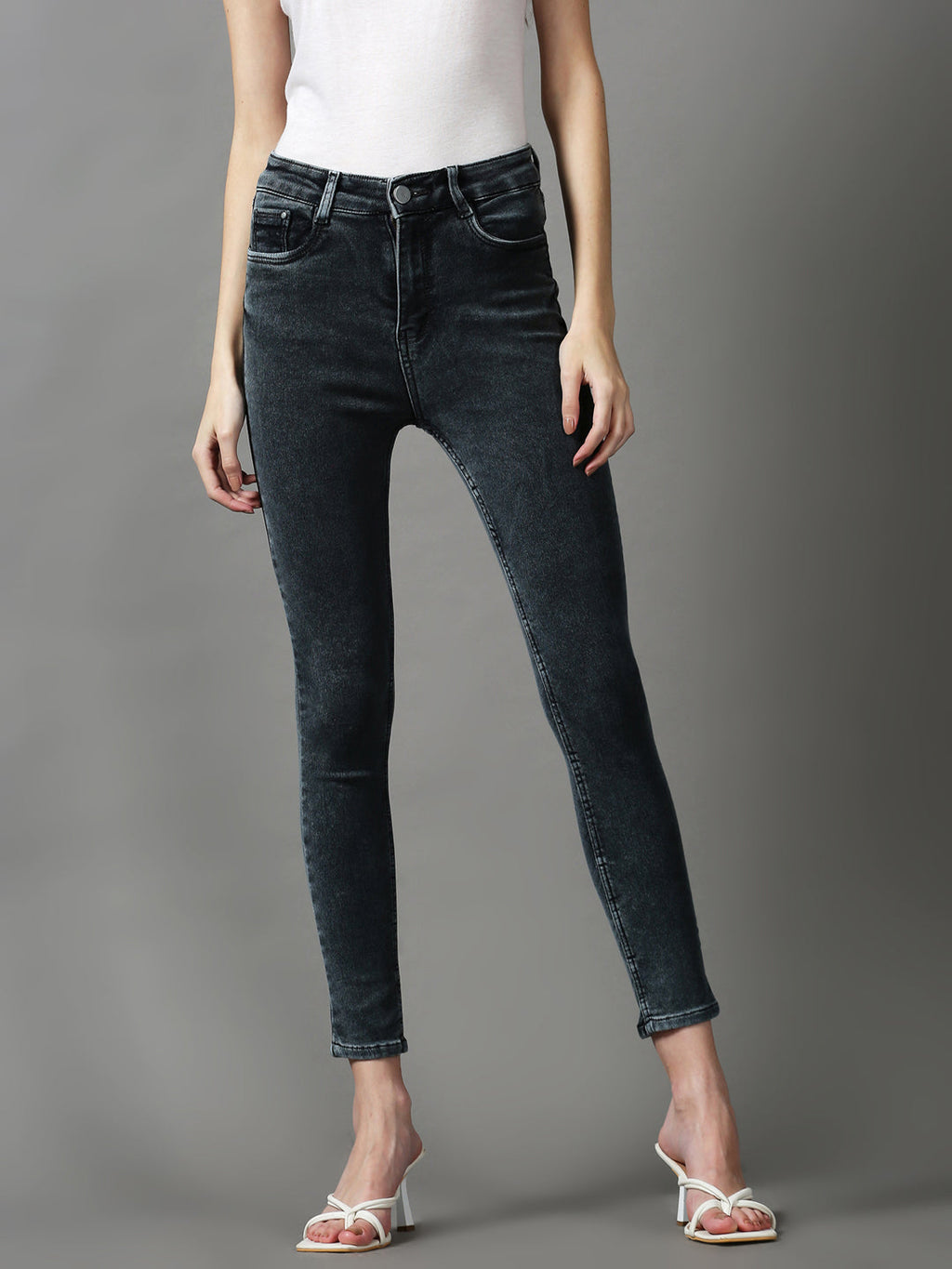 Women's Grey Slim Fit Stretchable Denim Jeans