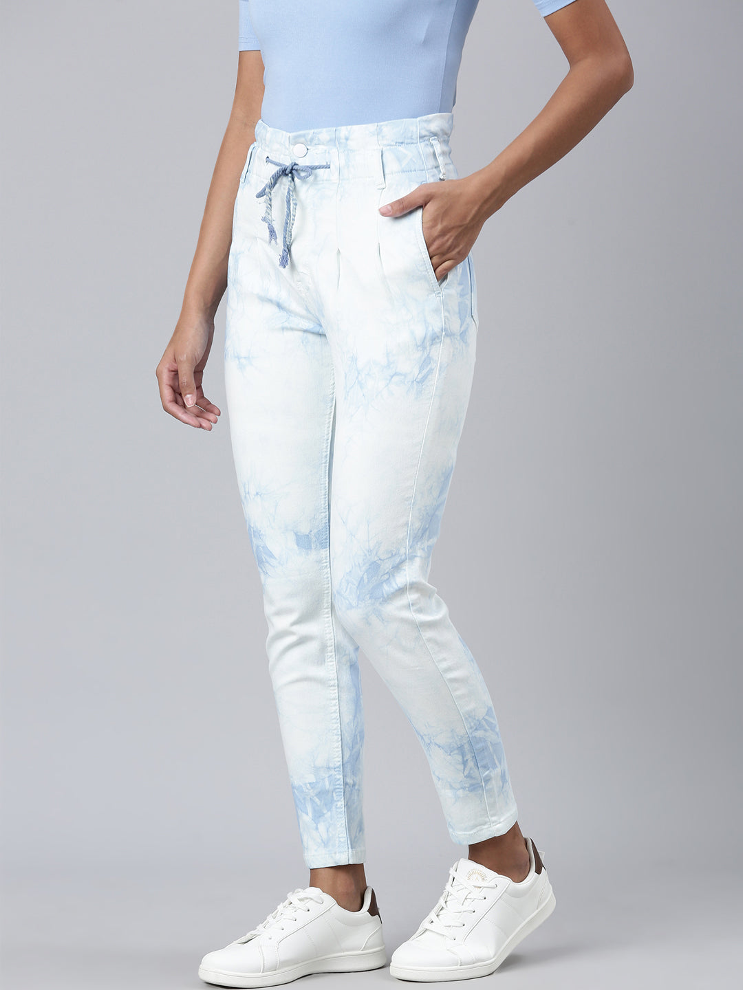 Women's Blue Heavy Fade Acid Wash Mom Fit Denim Jeans