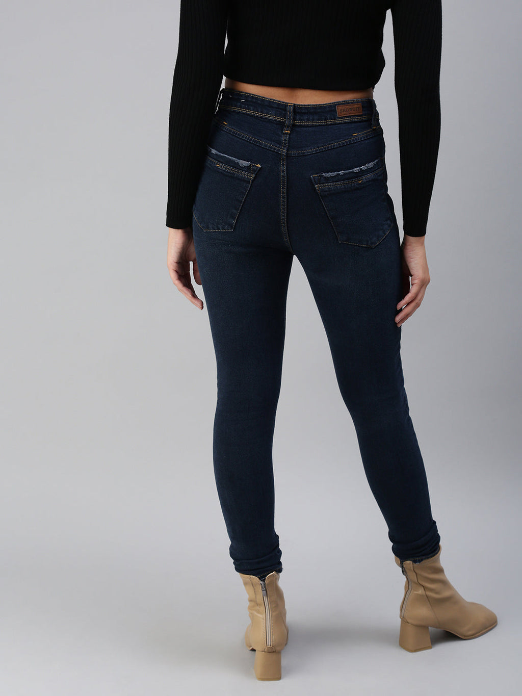 Women's Navy Blue Slim Fit High-Rise Stretchable Jeans