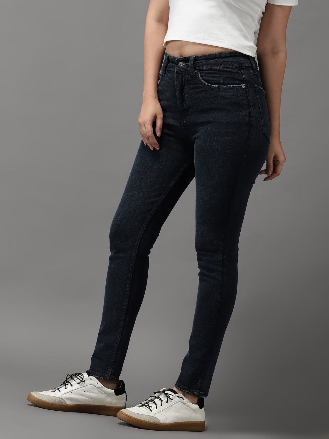 Women's Grey Jean Slim Fit High-Rise Stretchable Jeans
