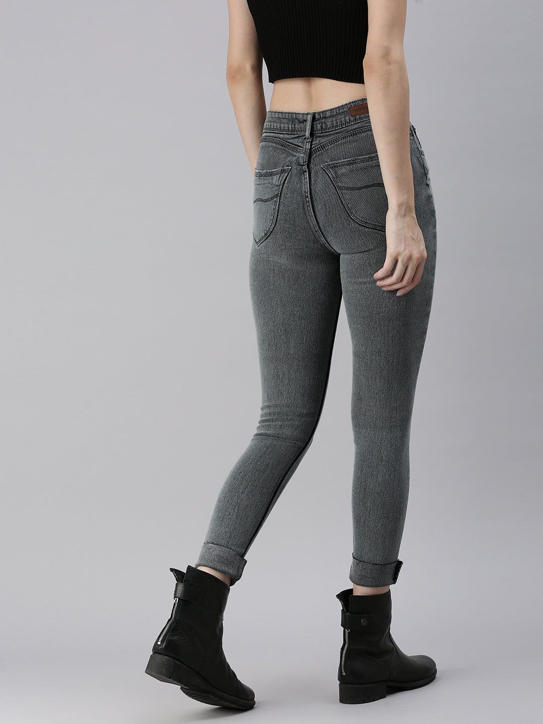 Women's Grey Skinny Fit High-Rise Stretchable Jeans