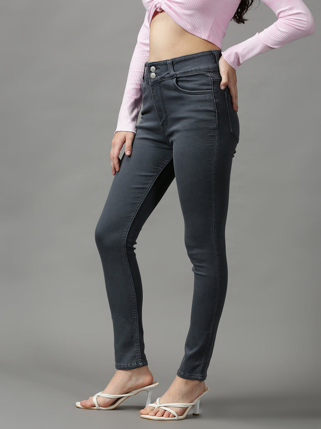 Women's Grey Skinny Fit Stretchable Denim Jeans