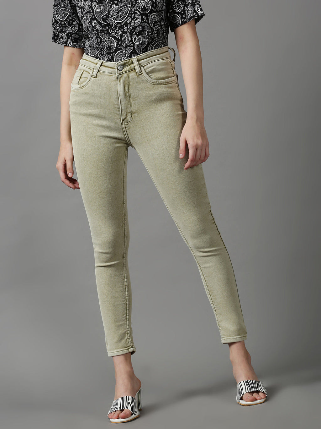 Women's Olive Skinny Fit Stretchable Denim Jeans