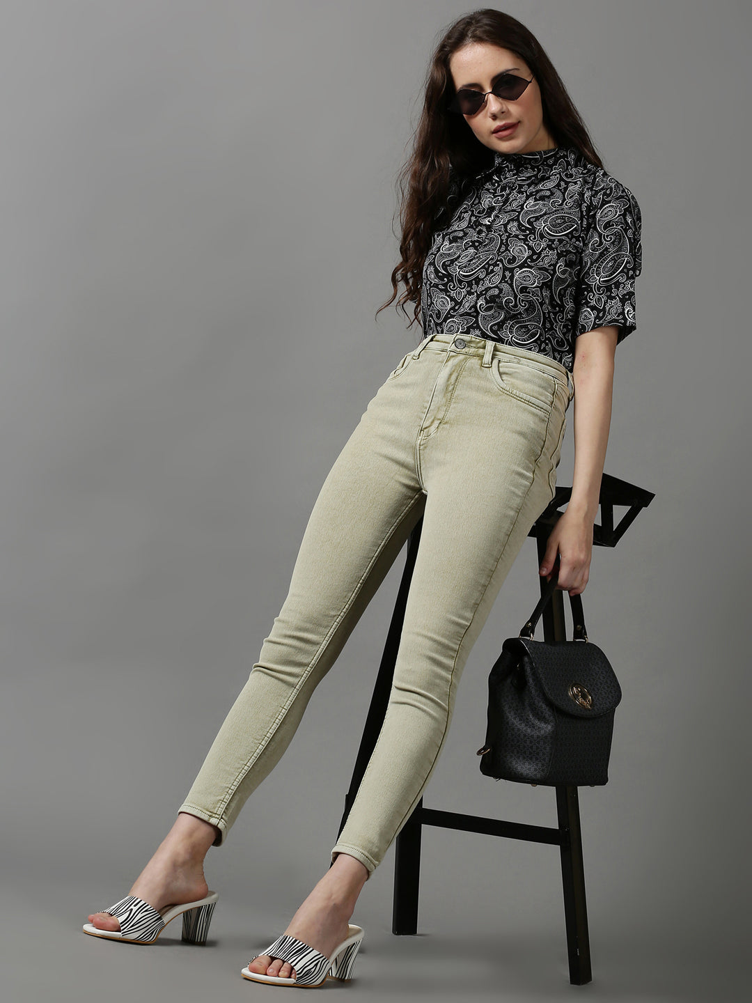 Women's Olive Skinny Fit Stretchable Denim Jeans
