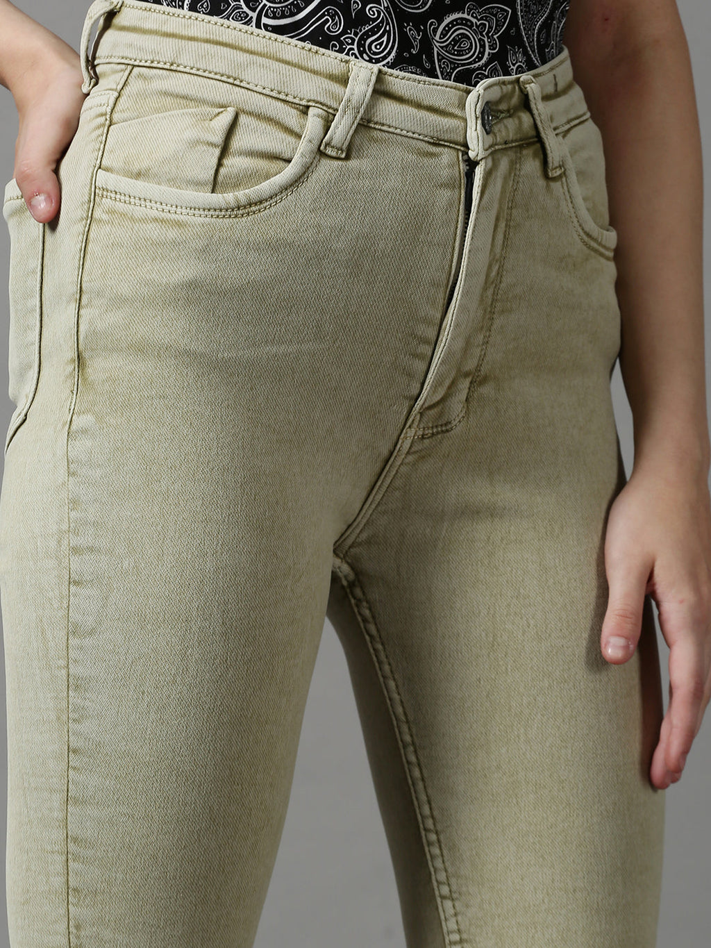 Women's Olive Skinny Fit Stretchable Denim Jeans
