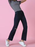 Women's Navy Blue Wide Leg Stretchable Denim Jeans