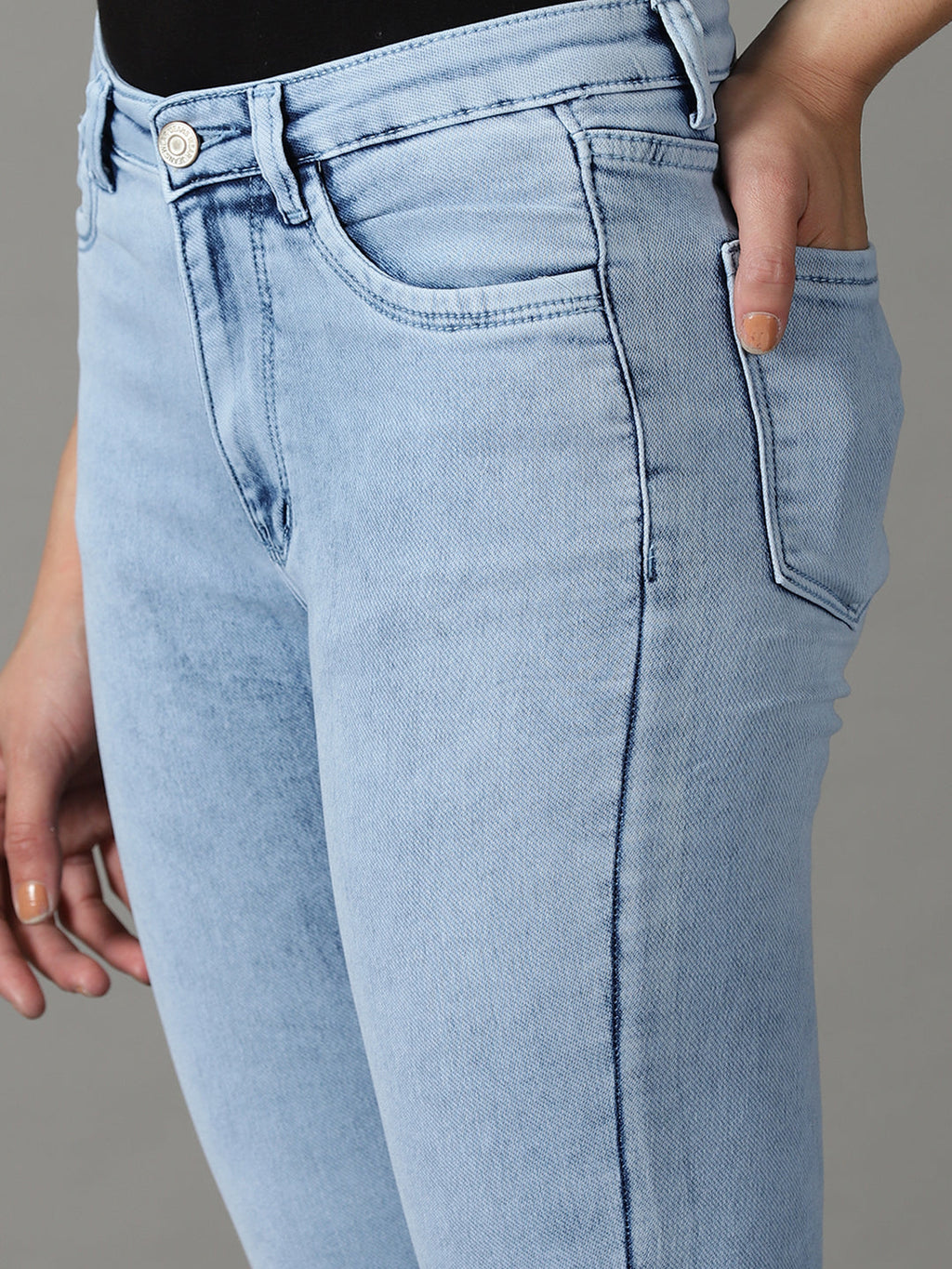 Women's Blue Skinny Fit Heavy Fade Acid Wash Cotton Stretchable Jeans