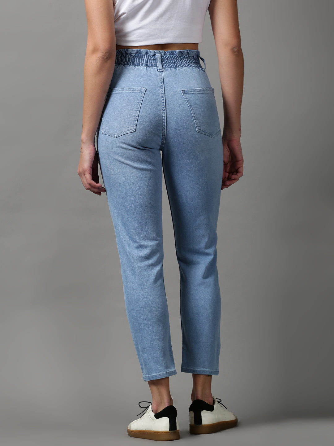 Women's Blue Boyfriend Fit Light Fade Stretchable Denim Jeans