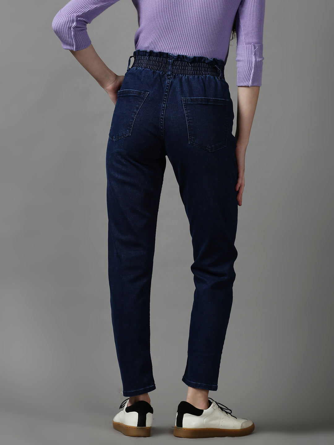 Women's Navy Blue Boyfriend Fit Stretchable Denim Jeans