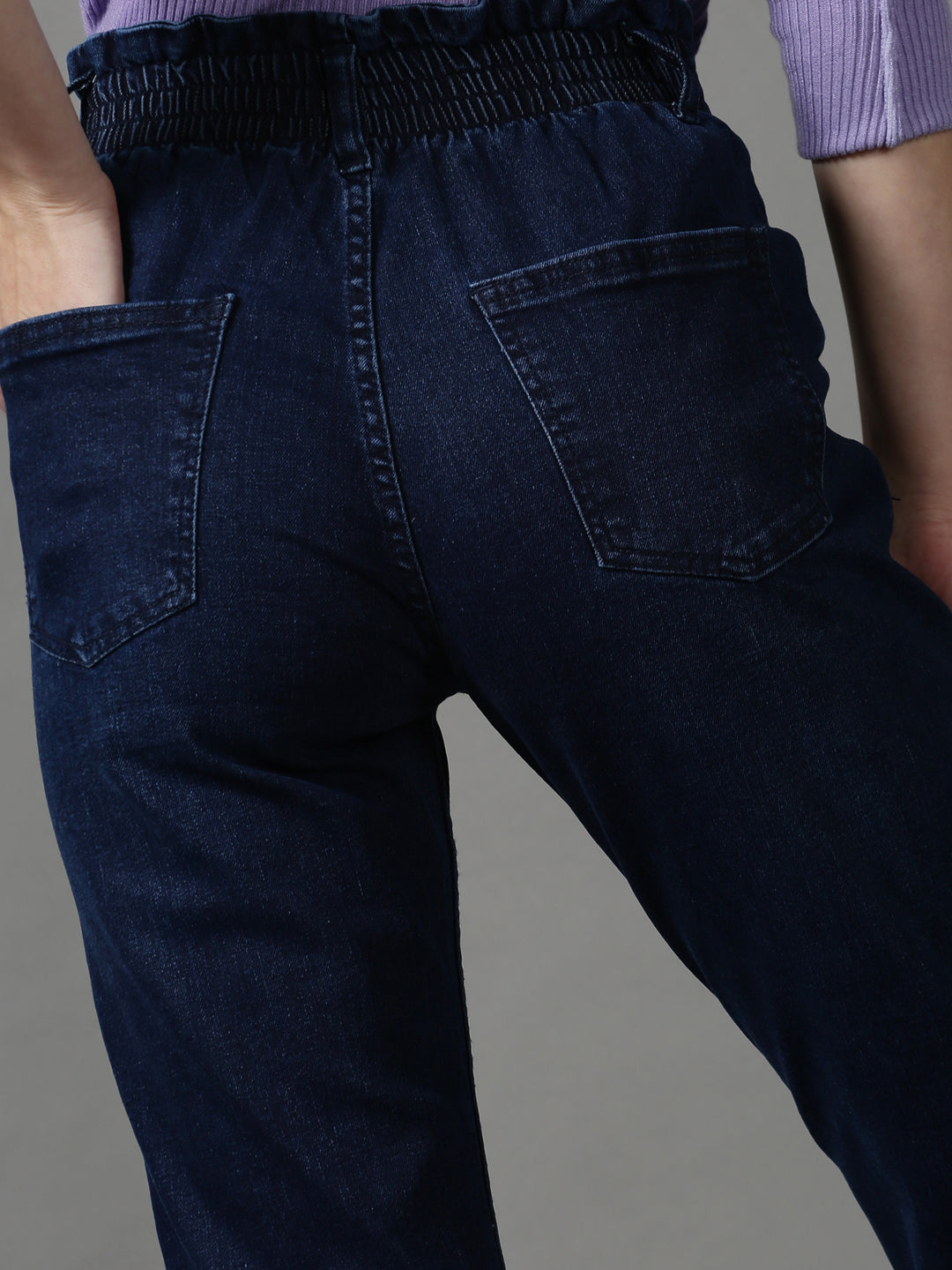 Women's Navy Blue Boyfriend Fit Stretchable Denim Jeans